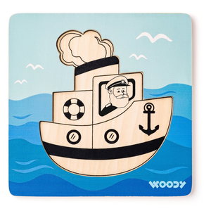 Дървен бебешки пъзел Параход