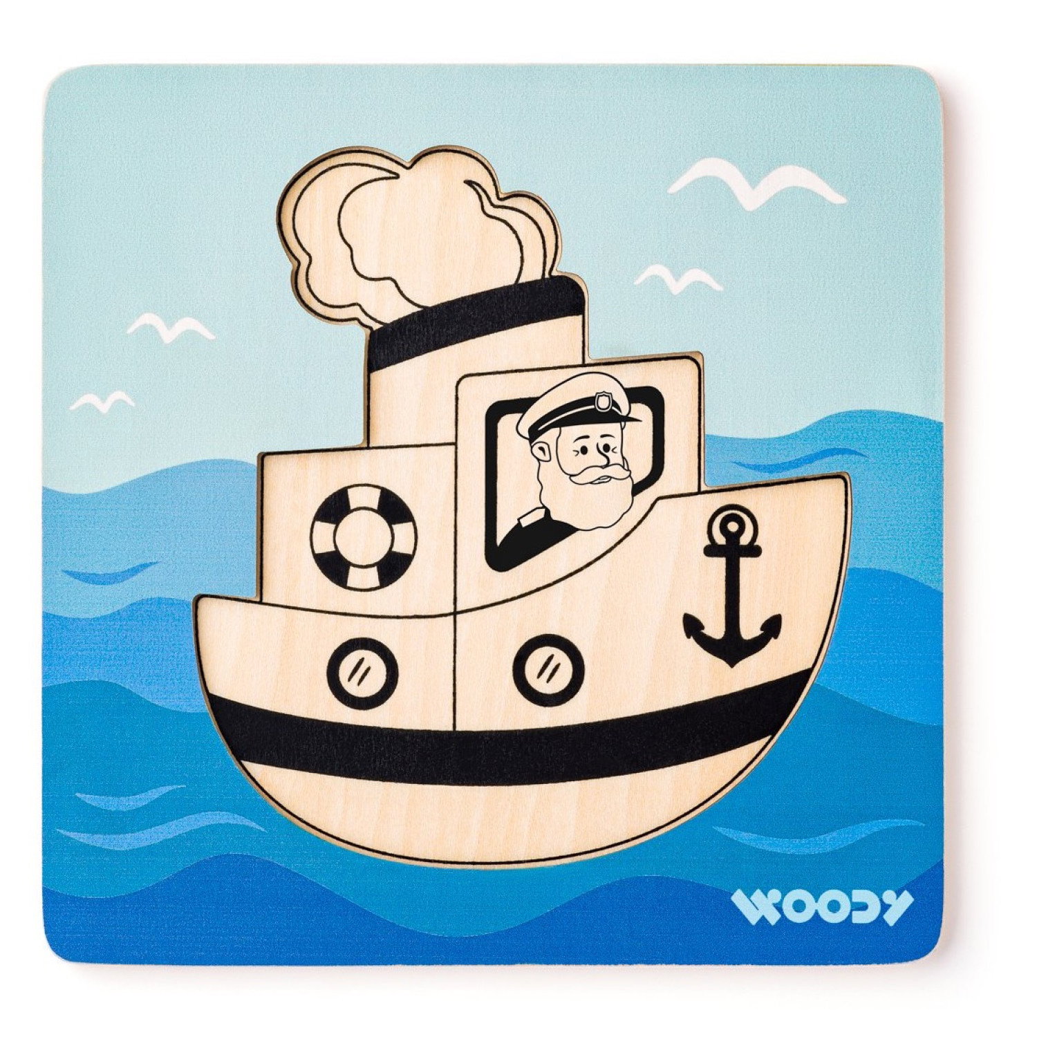 Дървен бебешки пъзел Параход