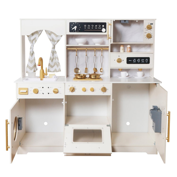 Интерактивна детска дървена кухня с аксесоари