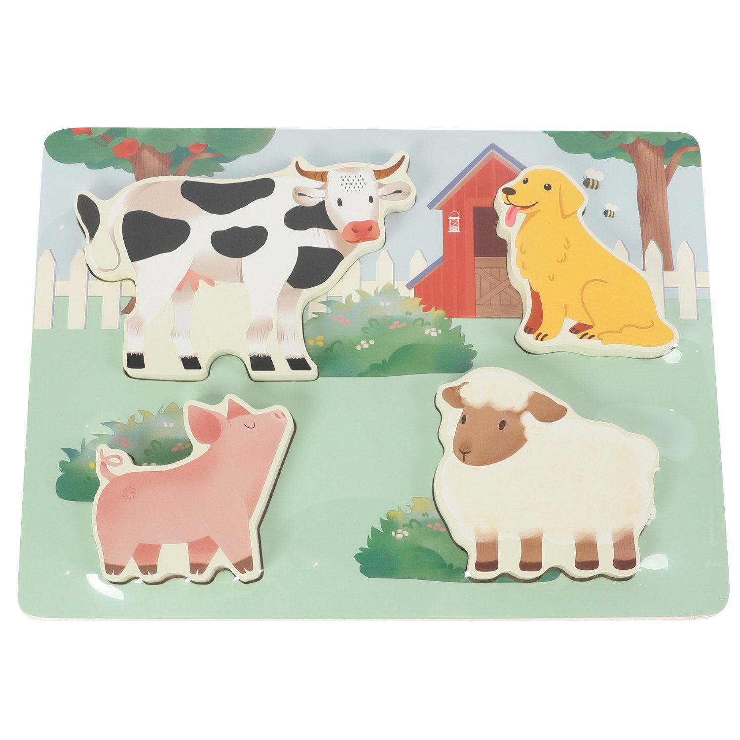 Дървен тактилен пъзел Ферма