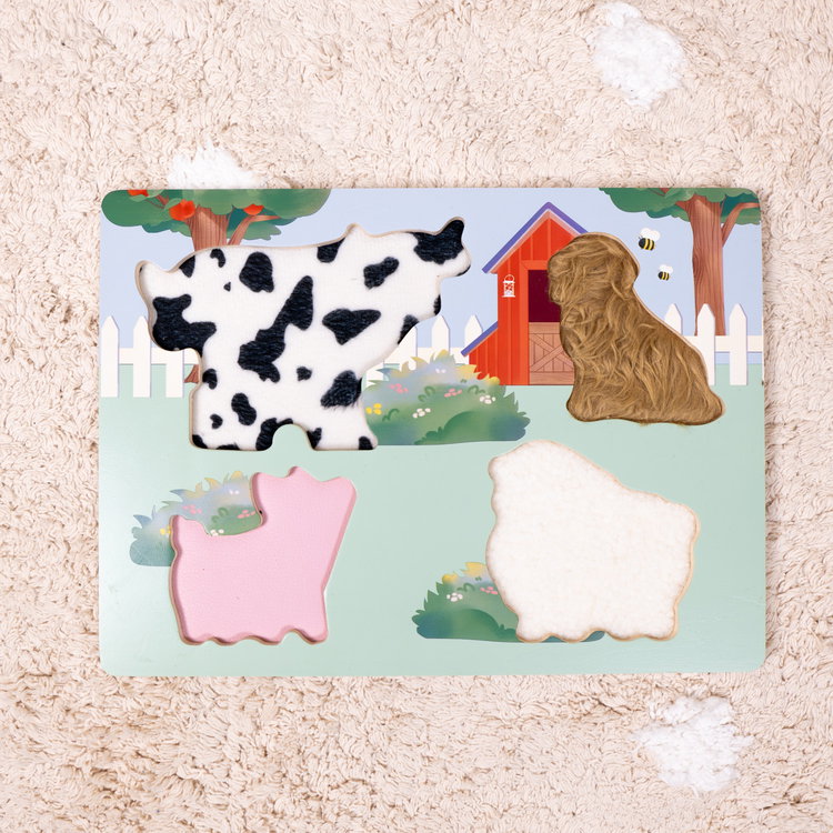 Дървен тактилен пъзел Ферма