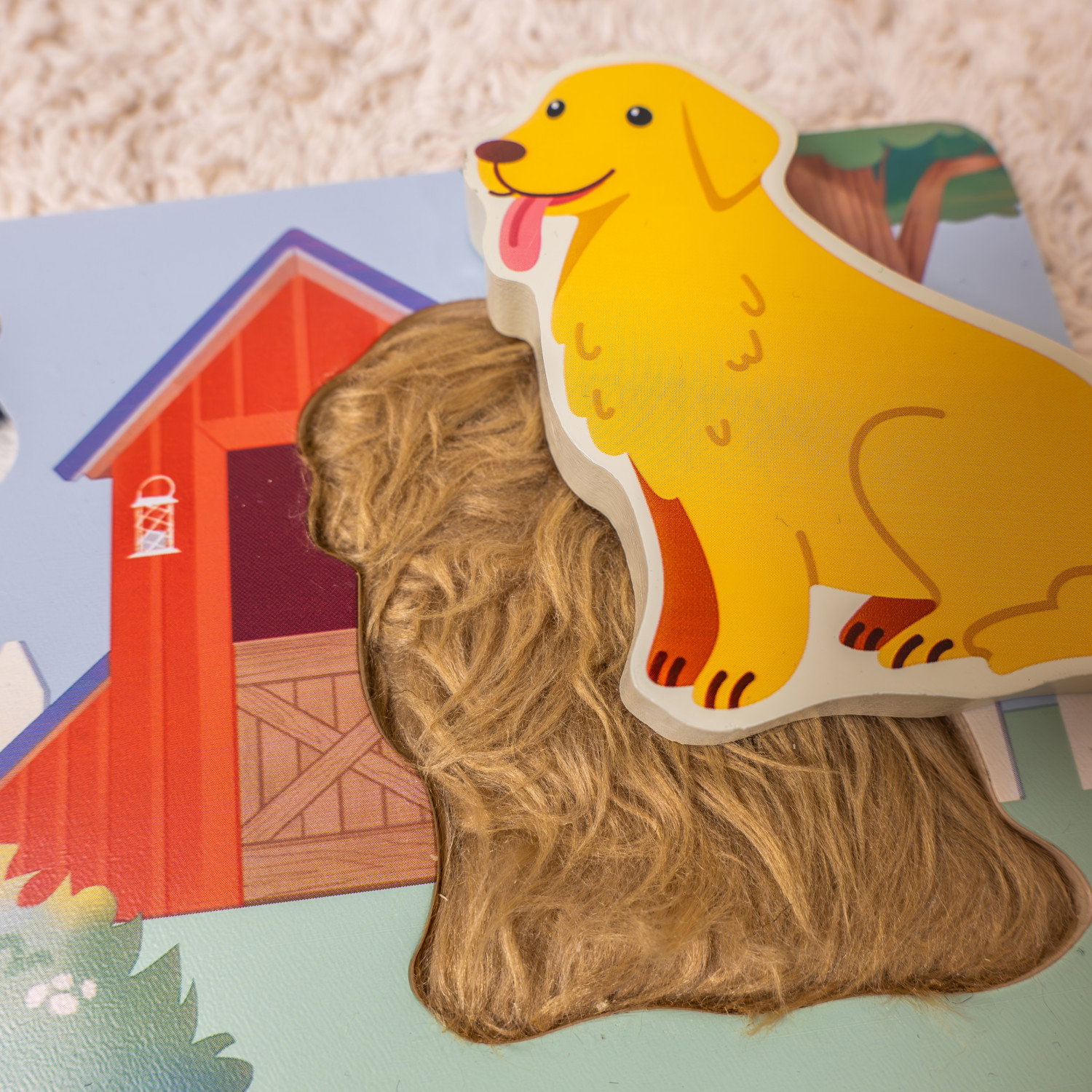 Дървен тактилен пъзел Ферма