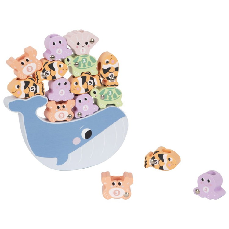 Дървена игра за развитие на моторика Рибки 5в1