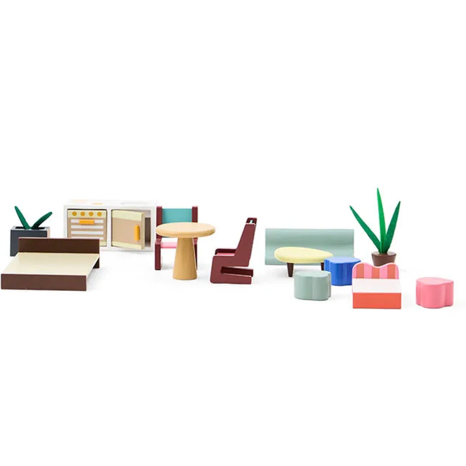 Дървена къща за кукли с мебели