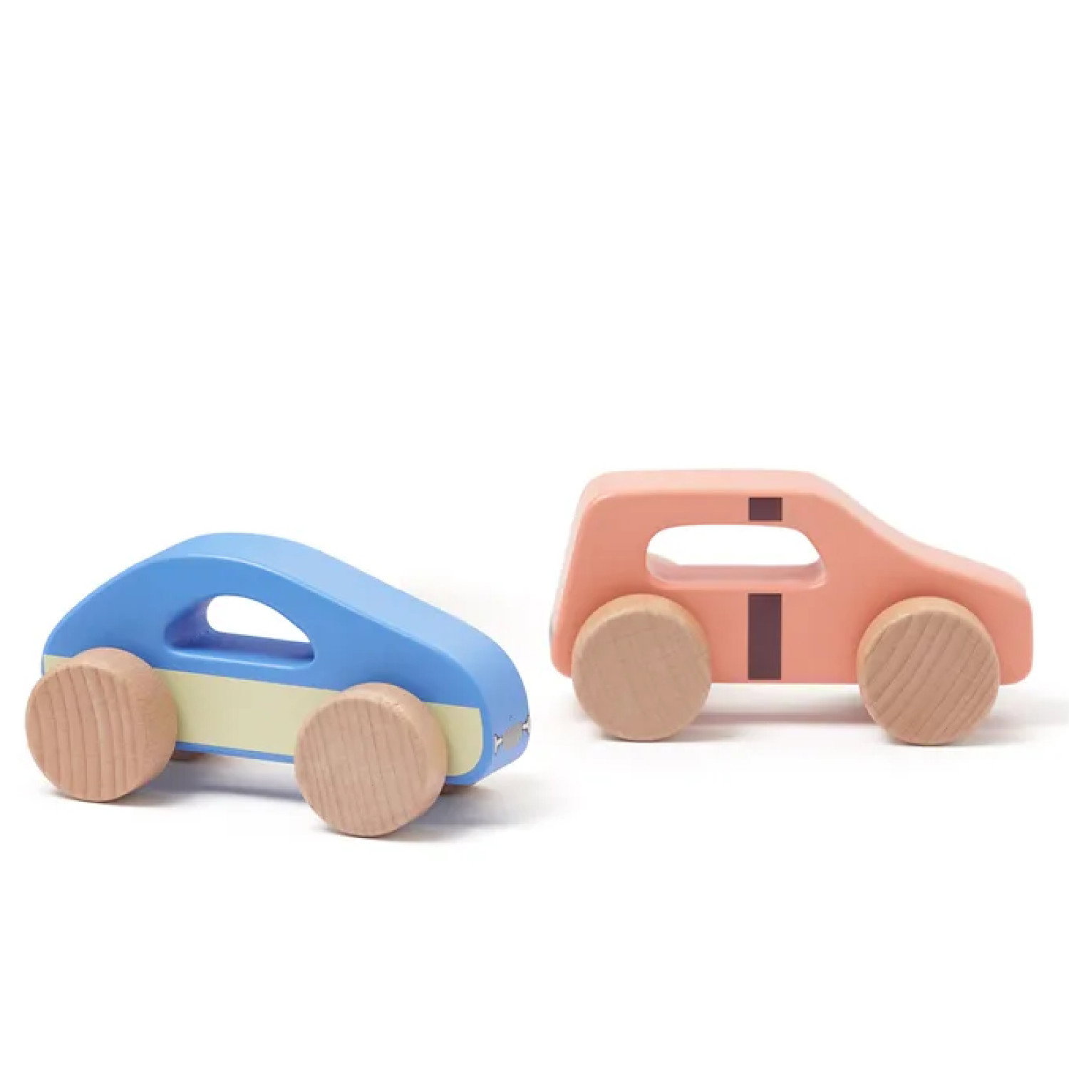 Дървен комплект от 2 колички с гараж