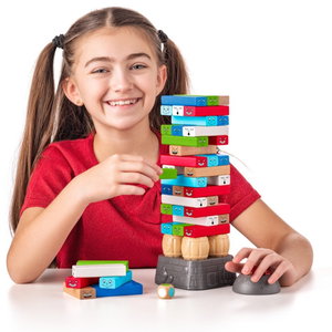 Дървена цветна кула Дженга с Таймер