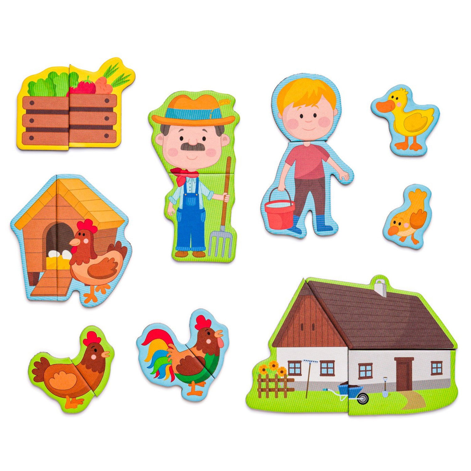 Магнитен пъзел в дървена кутия Ферма