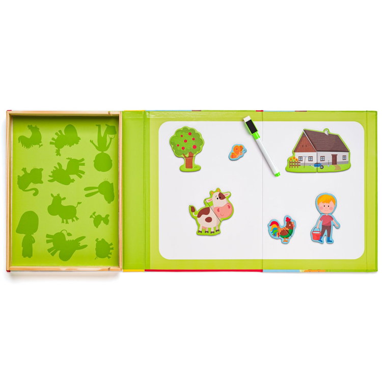 Магнитен пъзел в дървена кутия Ферма