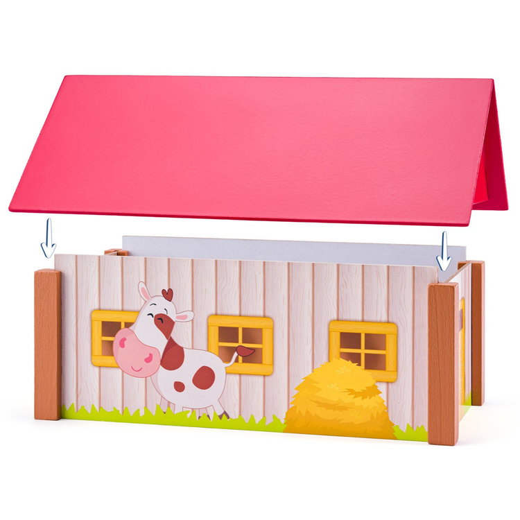 Дървен комплект Ферма с три сгради и подложка