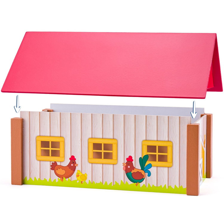 Дървен комплект Ферма с три сгради и подложка