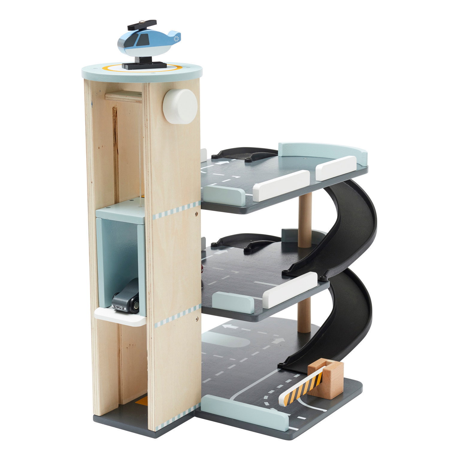 Дървен гараж с коли и хеликоптер