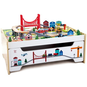 Железопътен комплект с маса, Hape