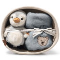 Lio penguin with rattle and bib gift set