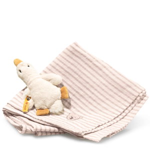 Gilda goose grip toy with rattle and burp cloth gift set
