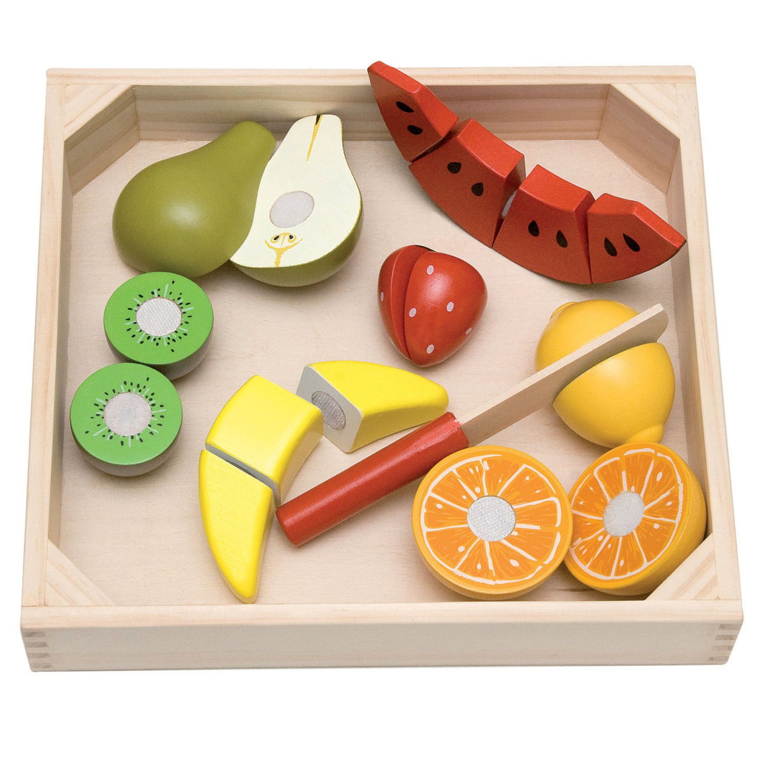 Дървени плодове за рязане в щайга