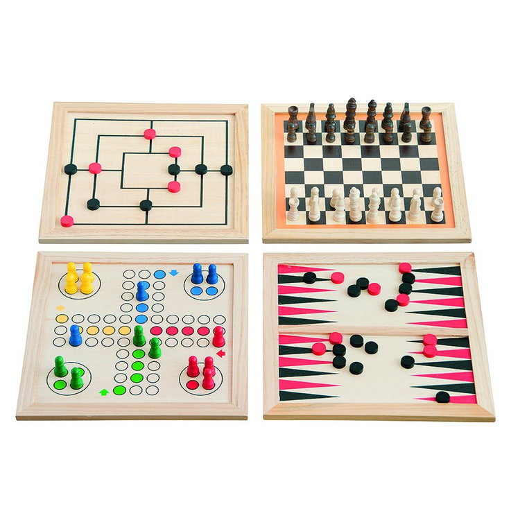 Дървен комплект класически настолни игри