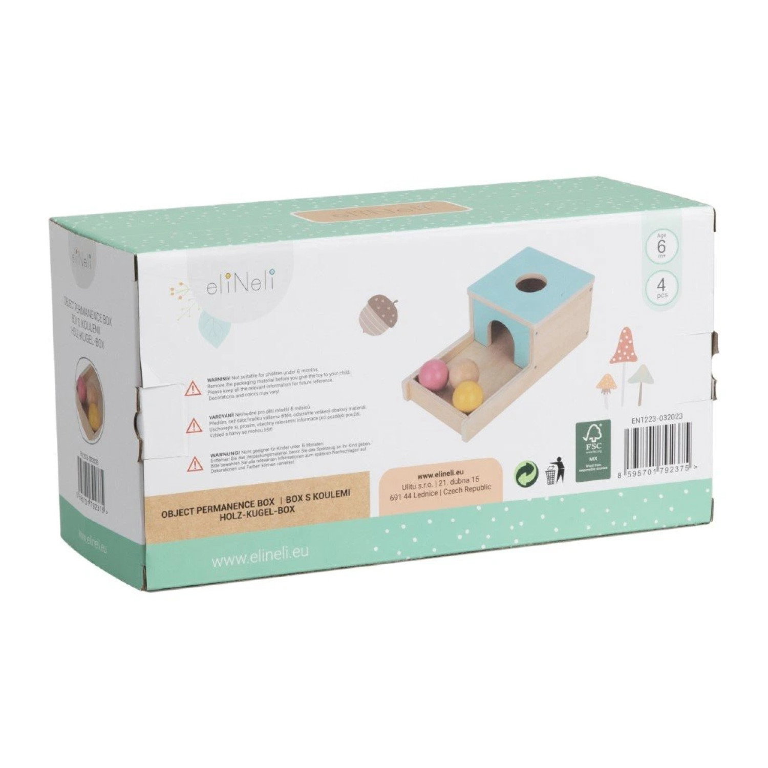 Дървена кутия с топчета