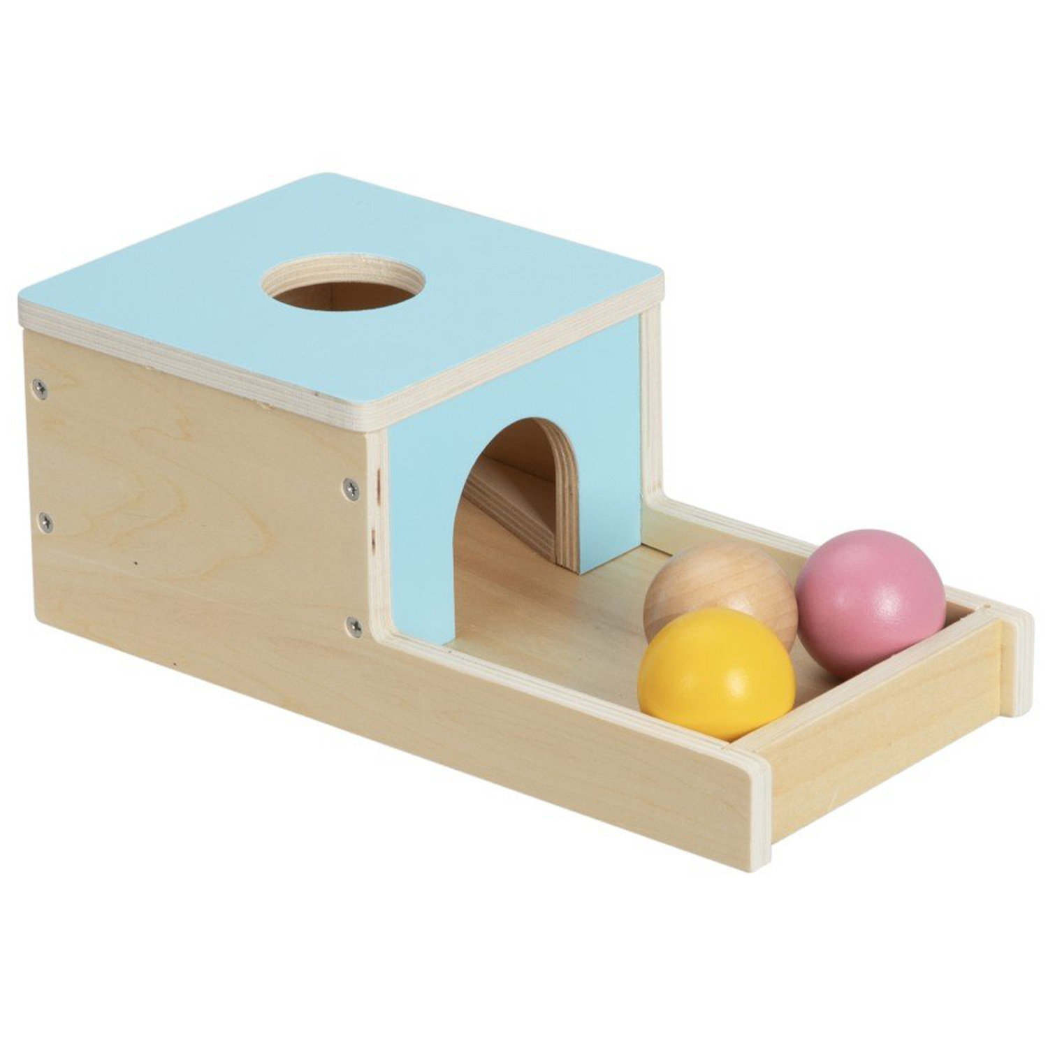 Дървена кутия с топчета