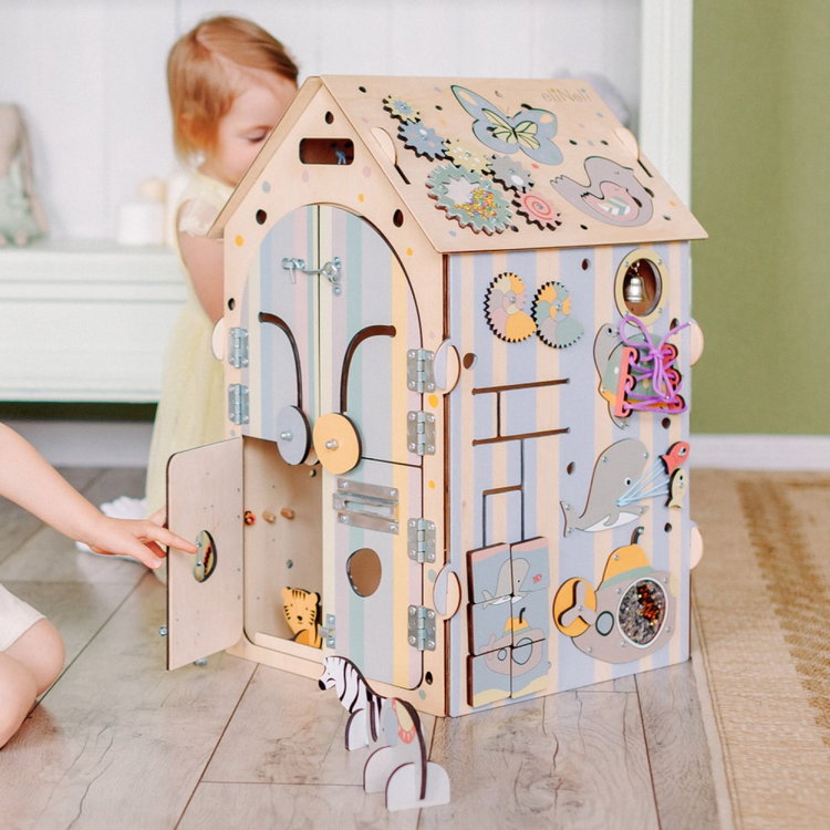 Образователна Къщичка с LED осветление ZOO пастел